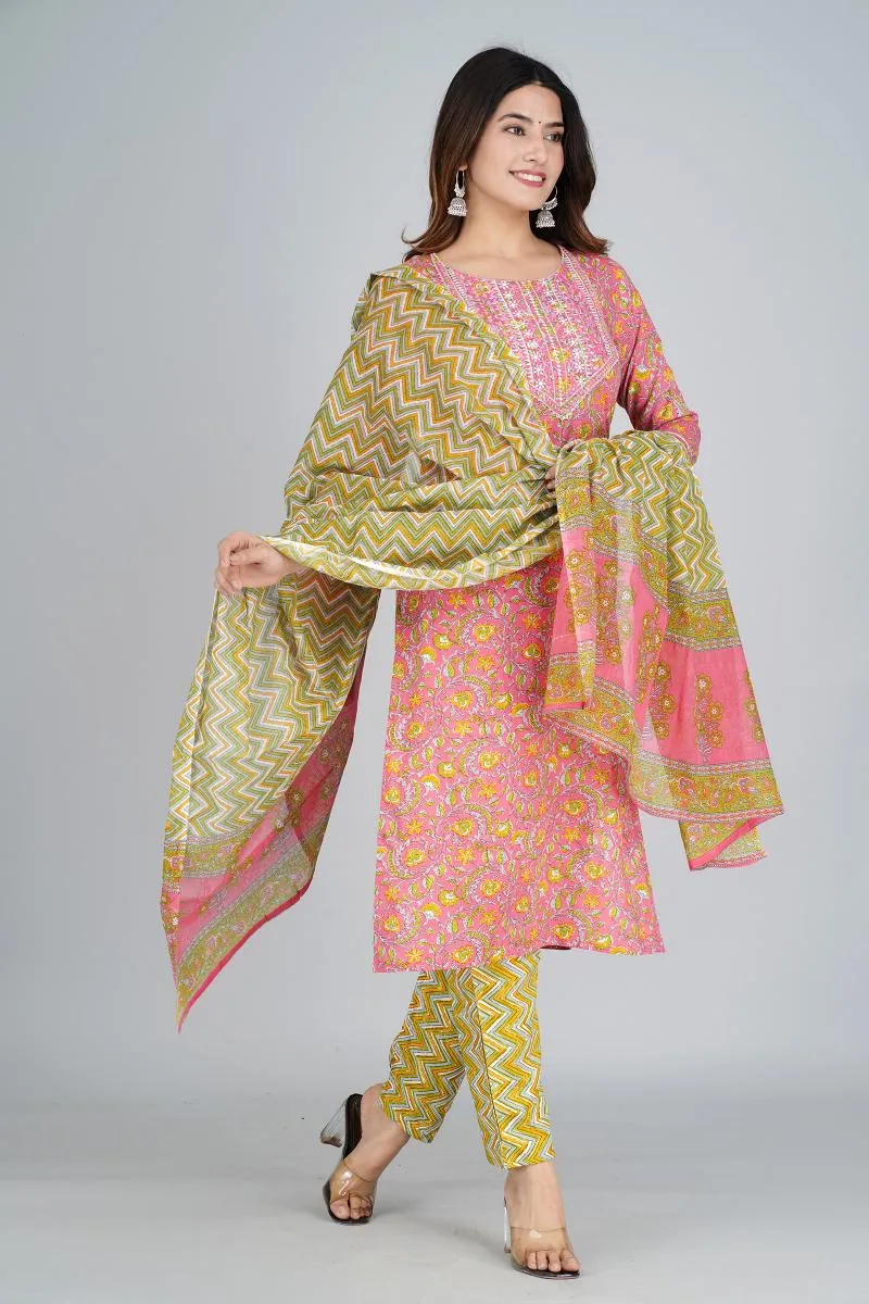 Rayon Printed Kurti with Palazzo & Dupatta Set for Women 