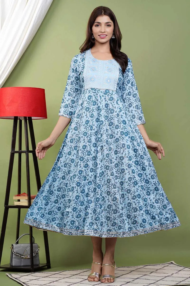 Cotton Rayon Printed Anarkali for Women