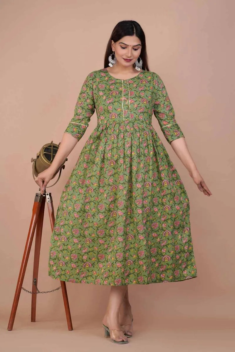 Cotton Printed Maternity Dress for Women