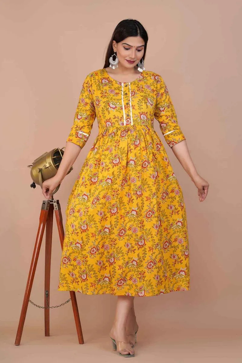 Cotton Floral Anarkali Maternity Kurti for Women