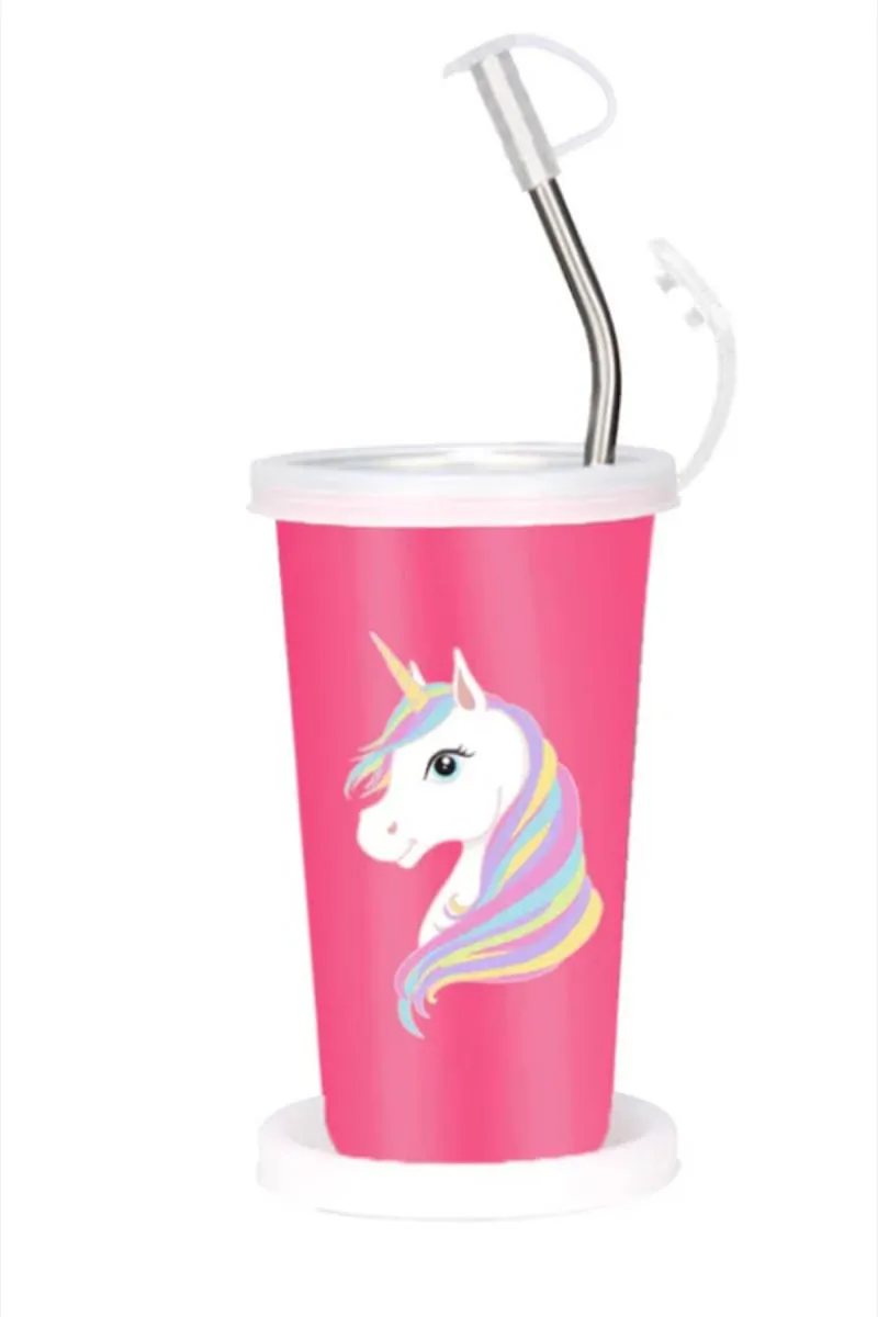 PddFalcon Stainless Steel Printed Tumbler With Straw - 370 ml	
