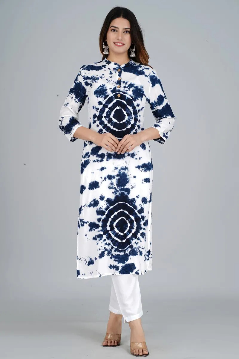 Rayon Tie & Dye Print Kurti for Women