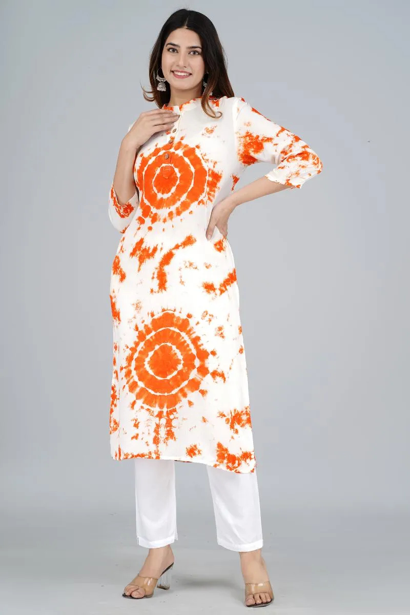 Rayon Tie & Dye Print Kurti for Women