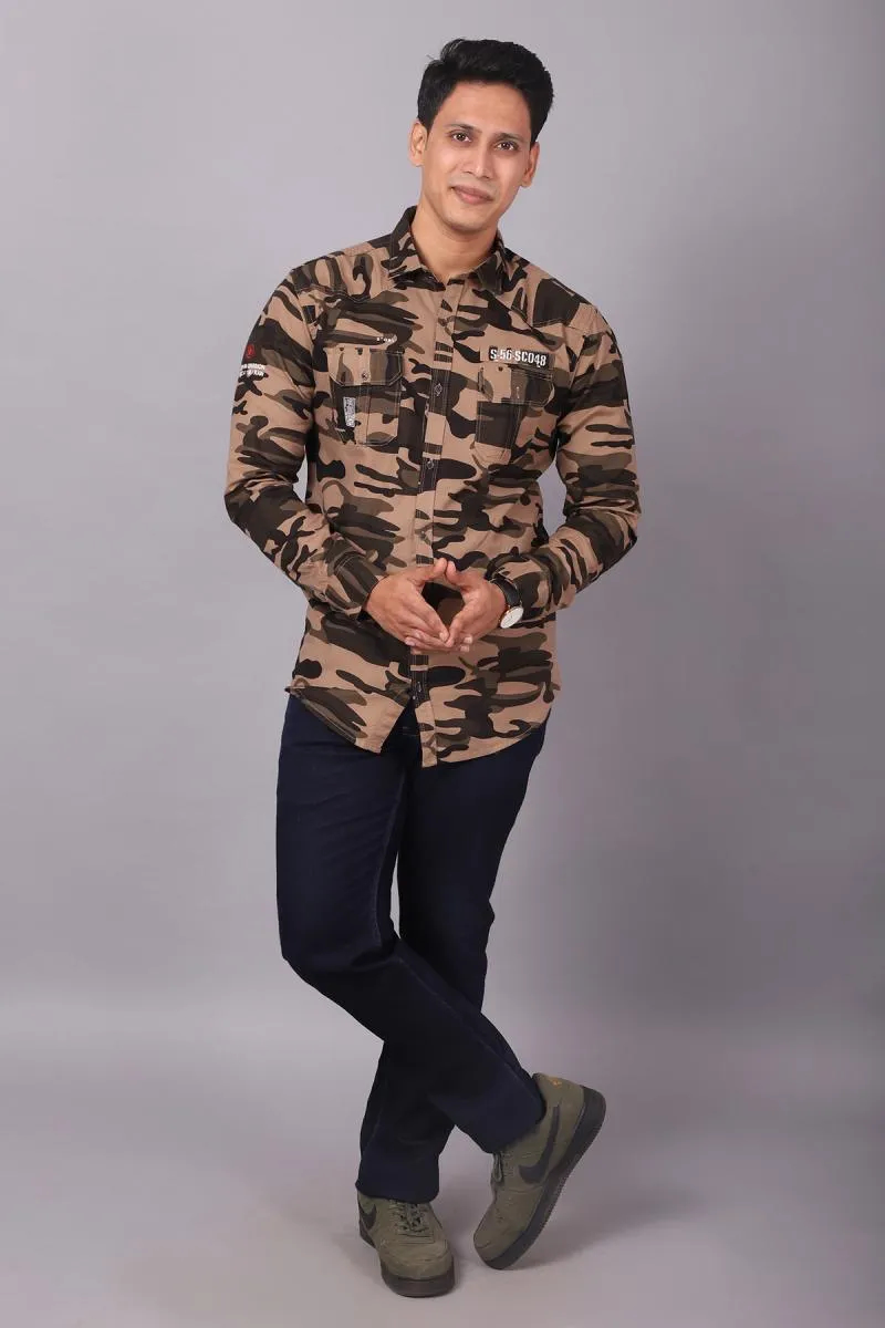 Cotton Camouflage Print Shirt for Men
