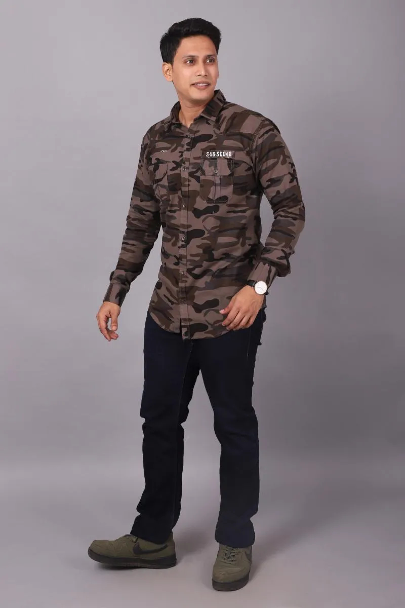 Cotton Camouflage Print Shirt for Men