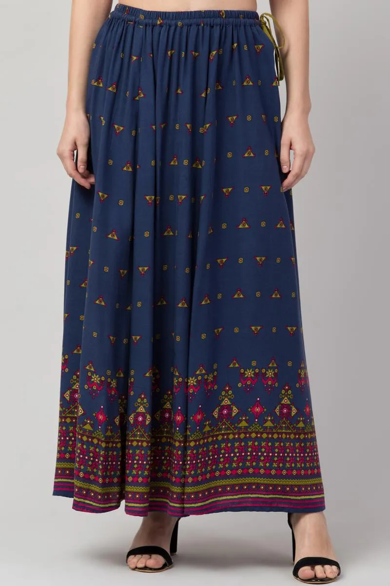 Rayon Printed Long Skirt for Women