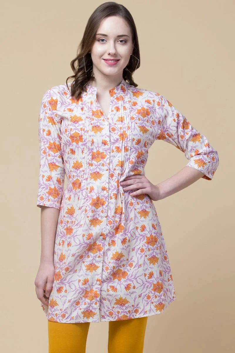 Rayon Floral Printed Tunic Top for Women