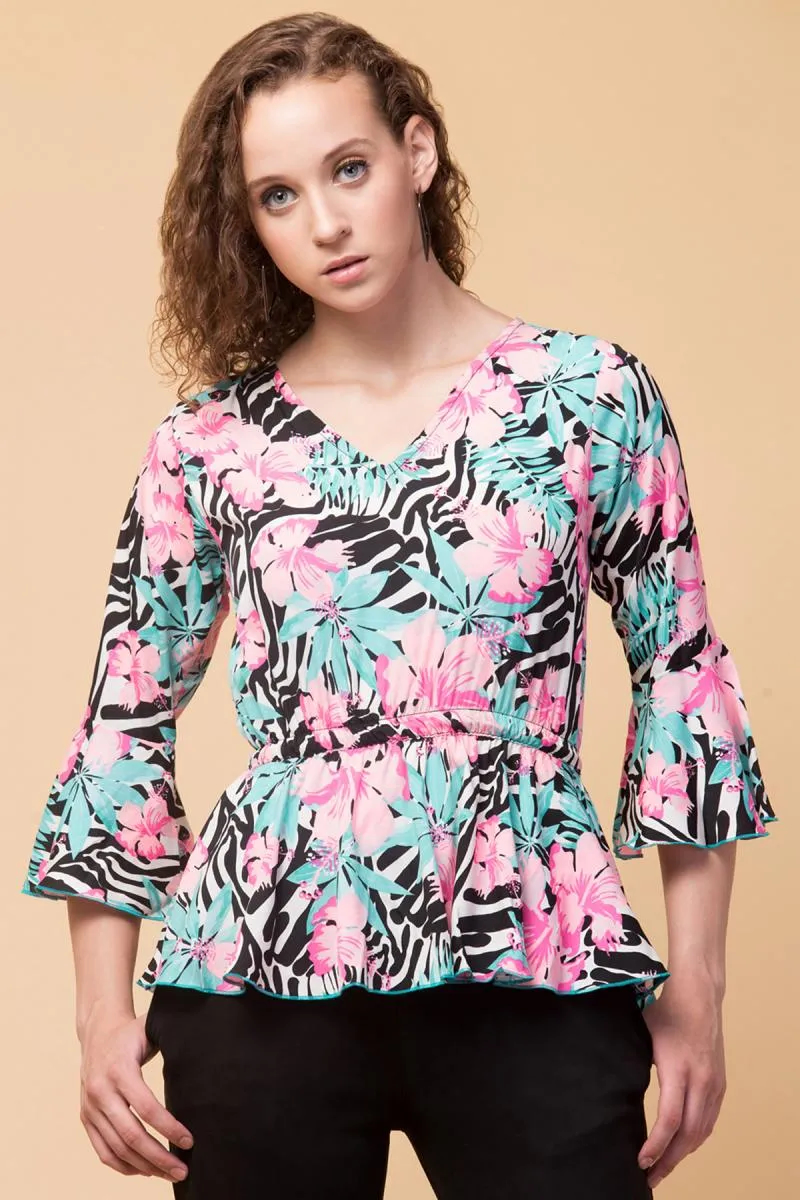 Polyester Floral Print Top for Women