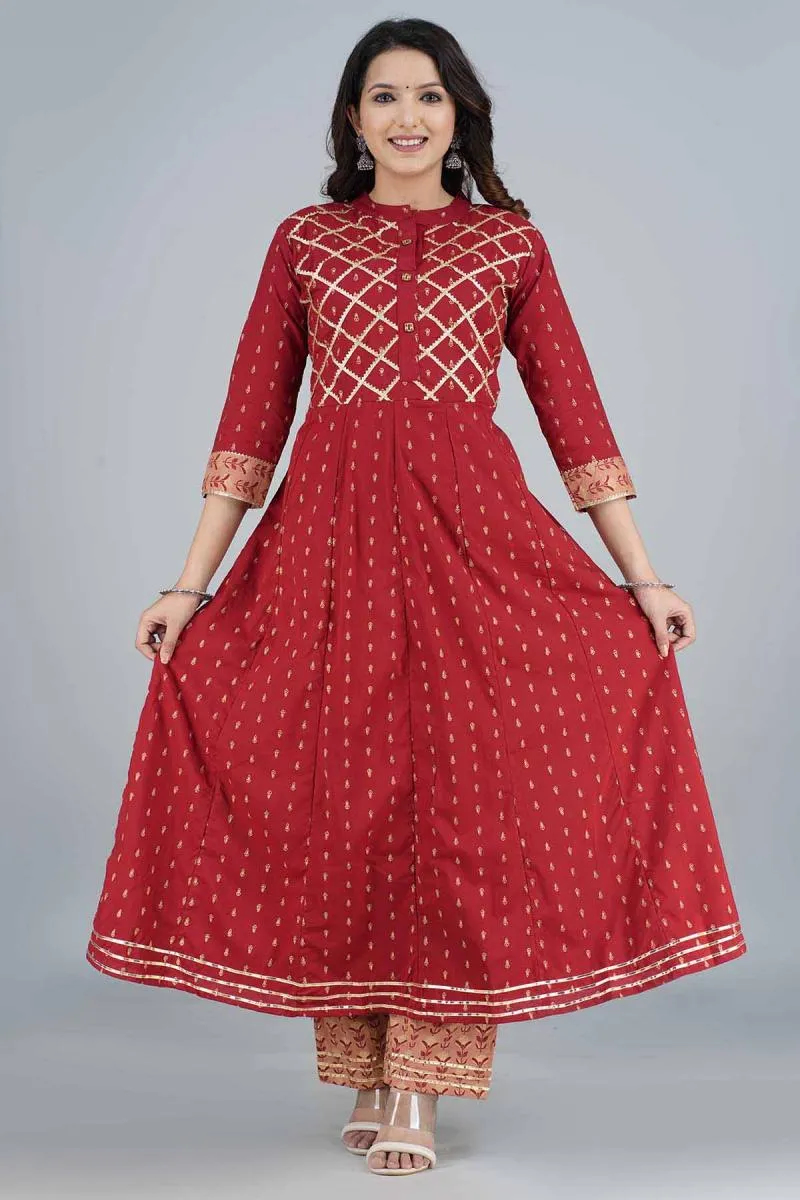 Cotton Printed Kurti with Palazzo Set for Women