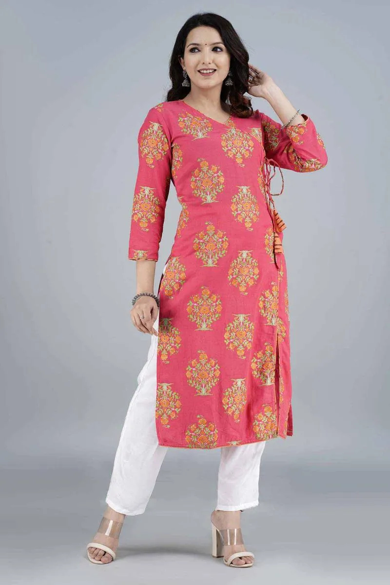 Cotton Floral Printed Kurti for Women