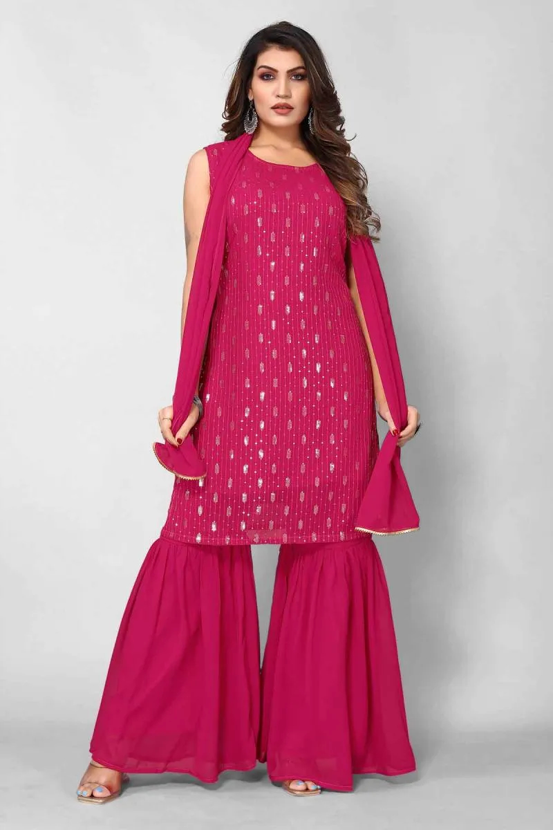 Georgette Sequined Sharara Set for Women