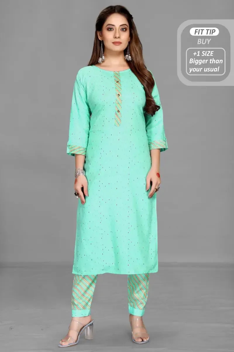 Cotton Printed Kurti with Pant Set for Women