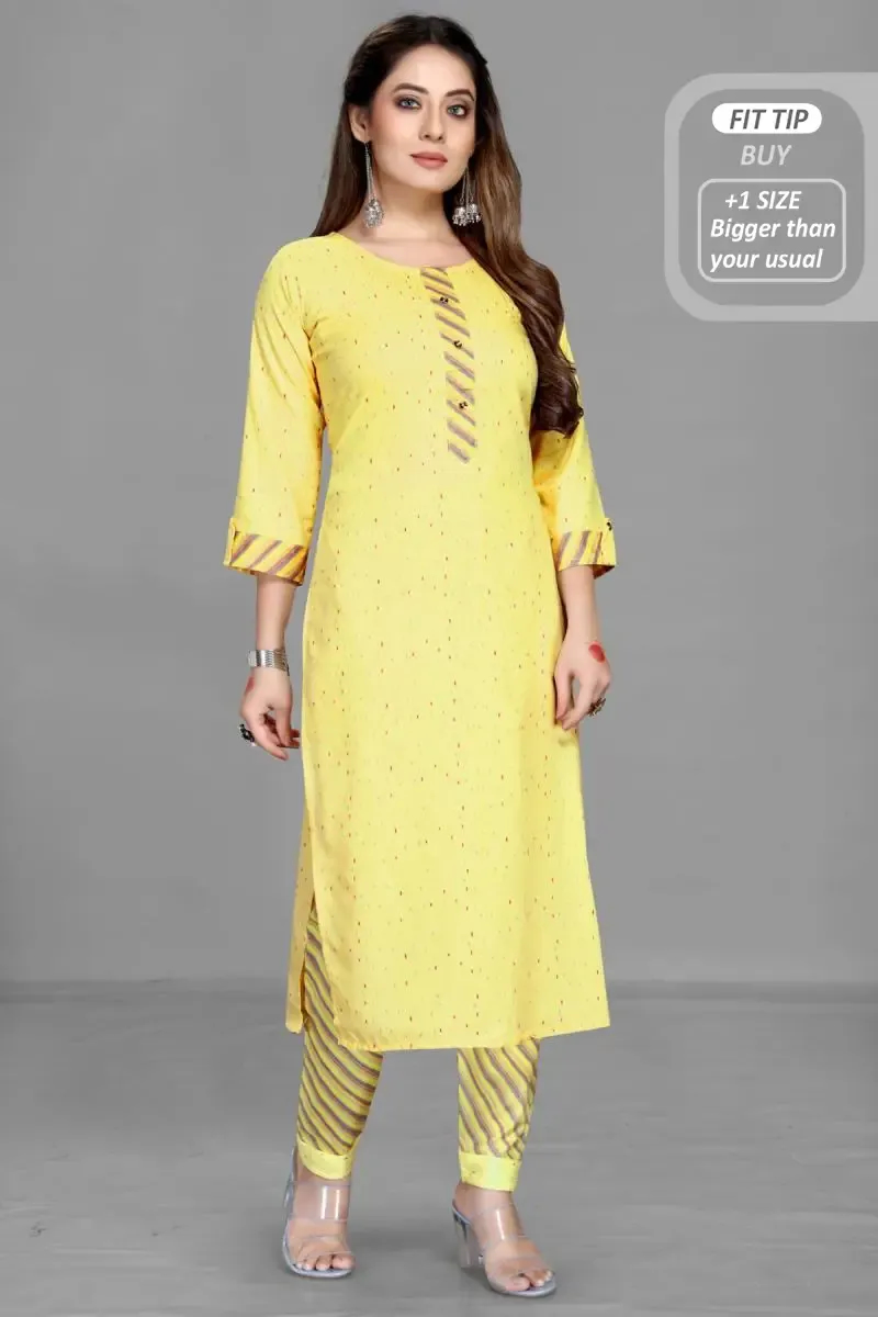 Cotton Printed Kurti with Pant Set for Women