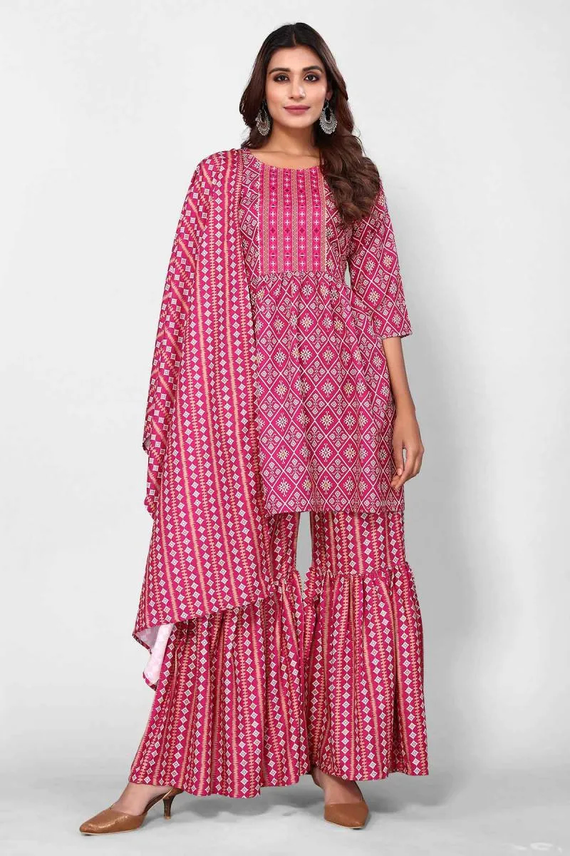 Rayon Printed Sharara Set for Women