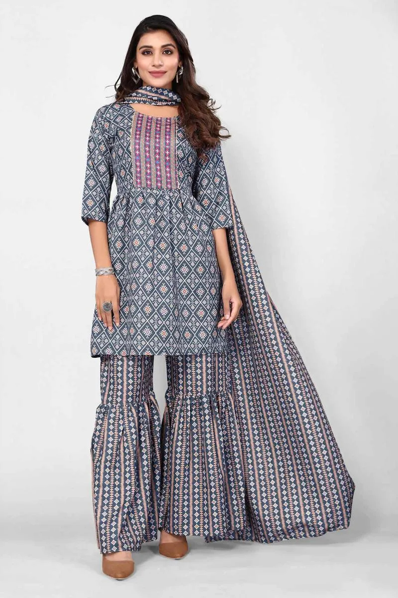 Rayon Printed Sharara Set for Women