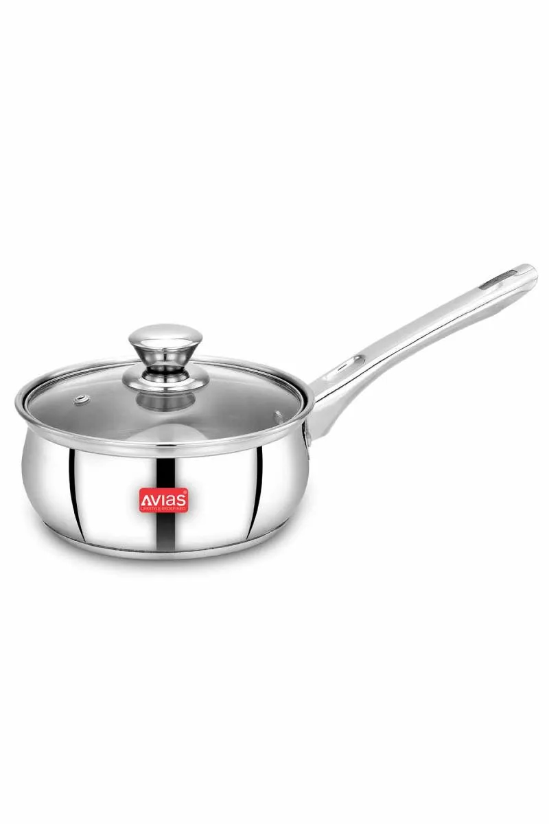 Avais Stainless Steel Sauce Pan with Glass Lid - 1.5 Liter