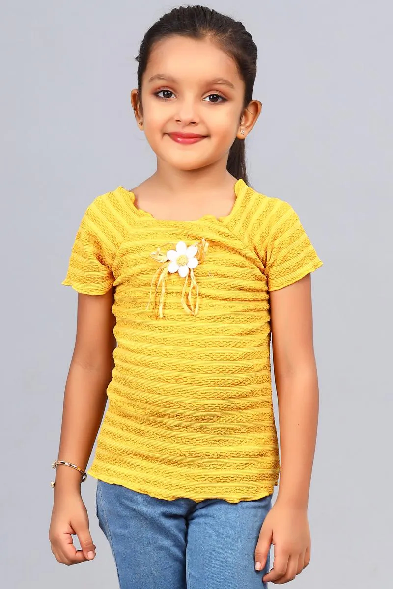 Girl's Cotton Blend Solid Top (3 - 12 Yrs)