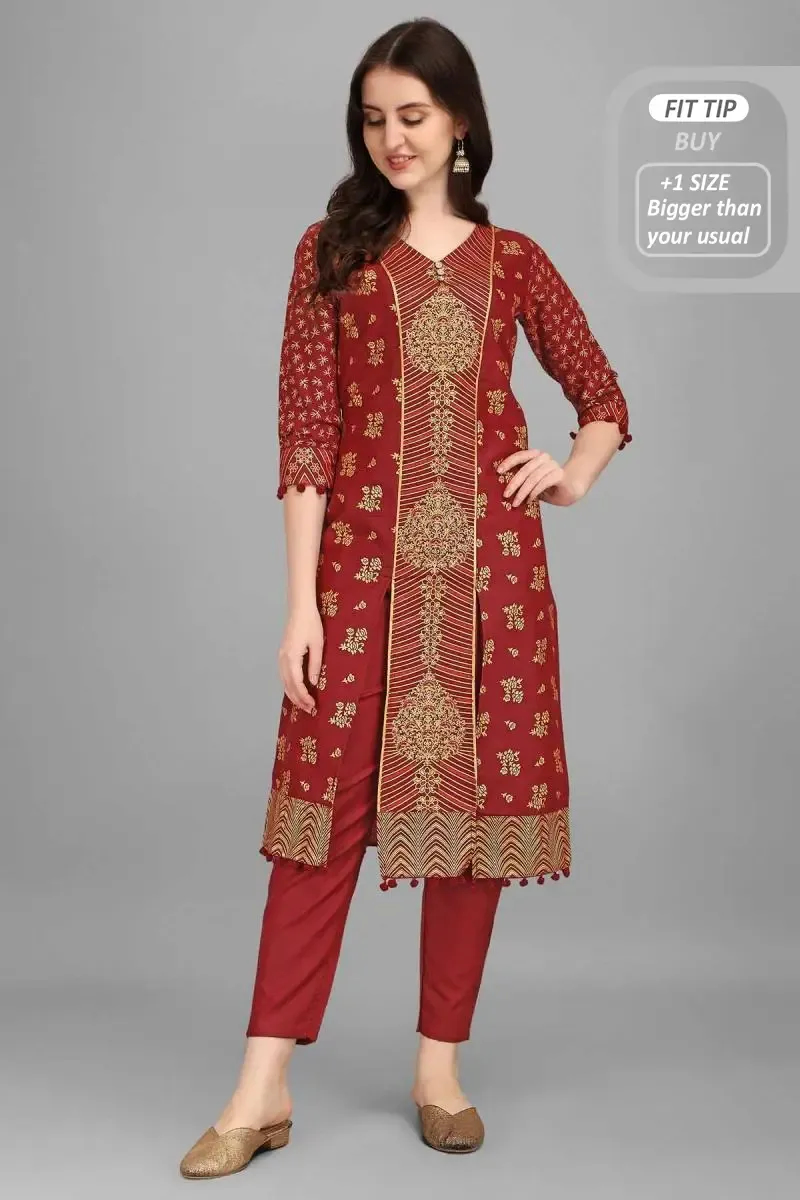 Cotton Printed Kurti with Pant Set for Women