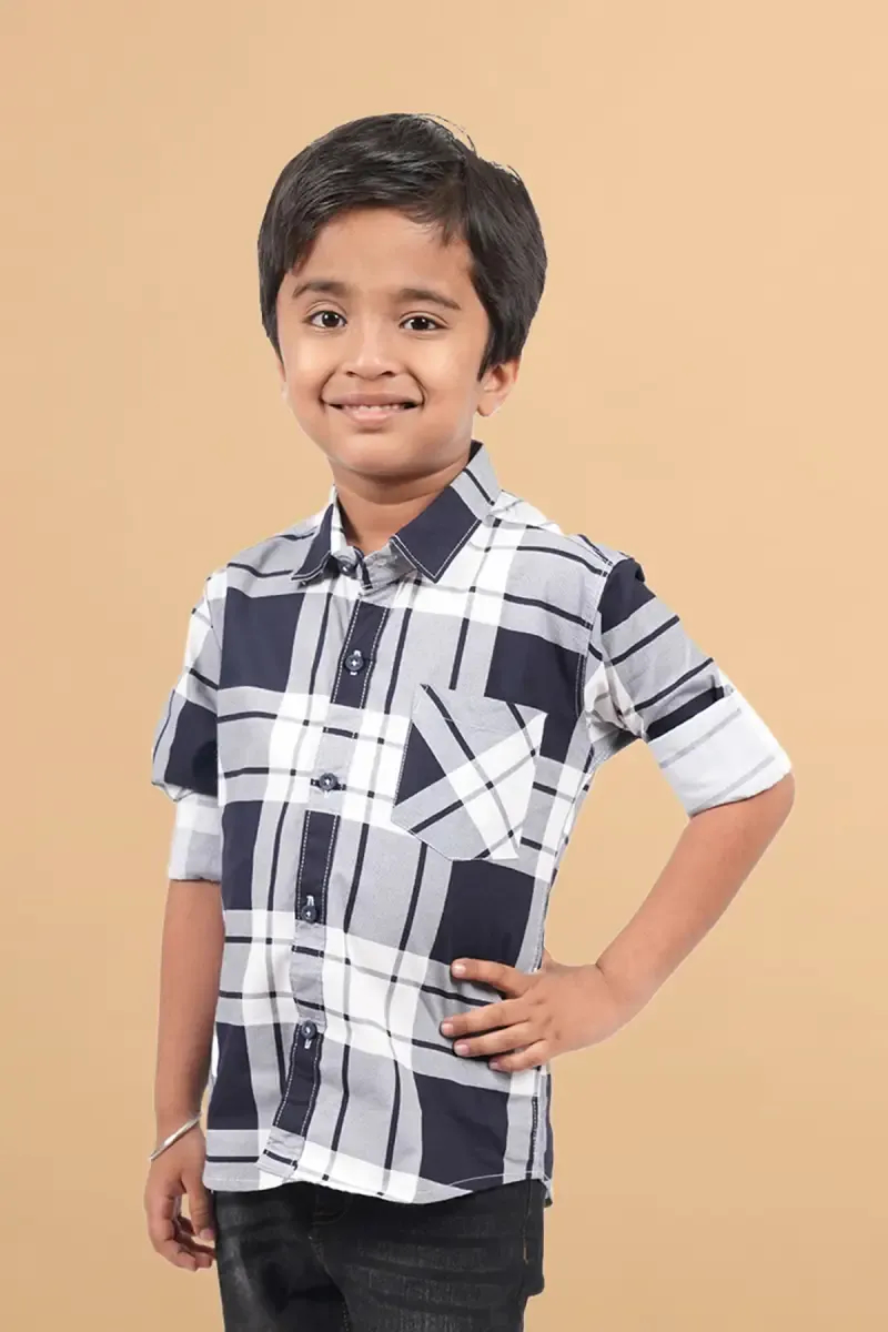 Boy's Cotton Checkered Shirt