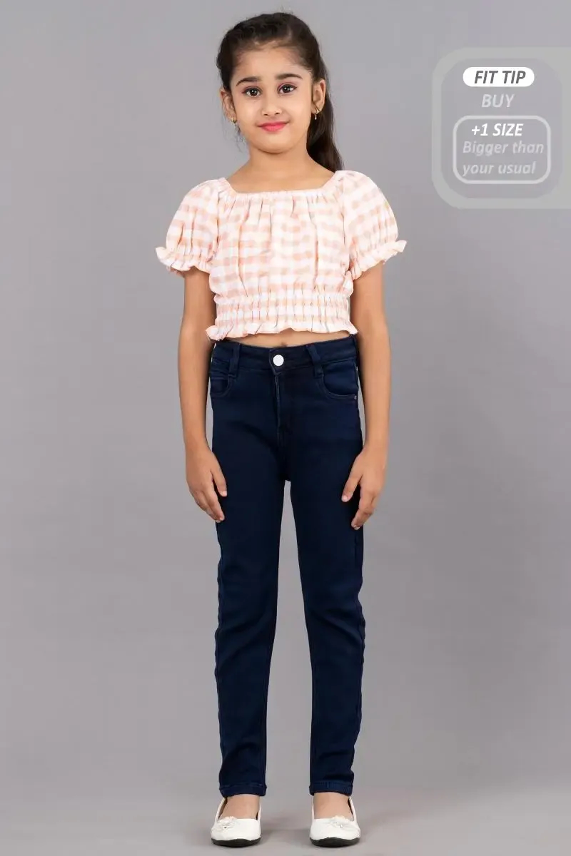 Girl's Cotton Lycra Blend Solid Jeans (5 - 15 Yrs)