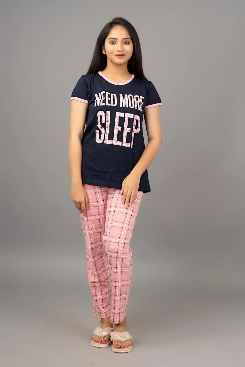Cotton Printed Top With Pyjama Set for Women