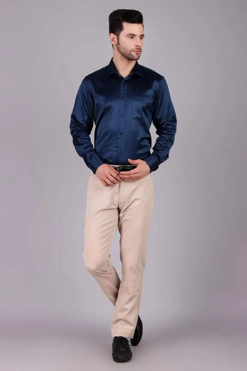 Cotton Blend Slim Fit Trousers for Men