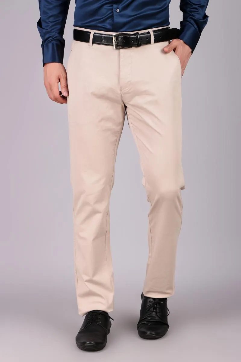 Cotton Blend Slim Fit Trousers for Men