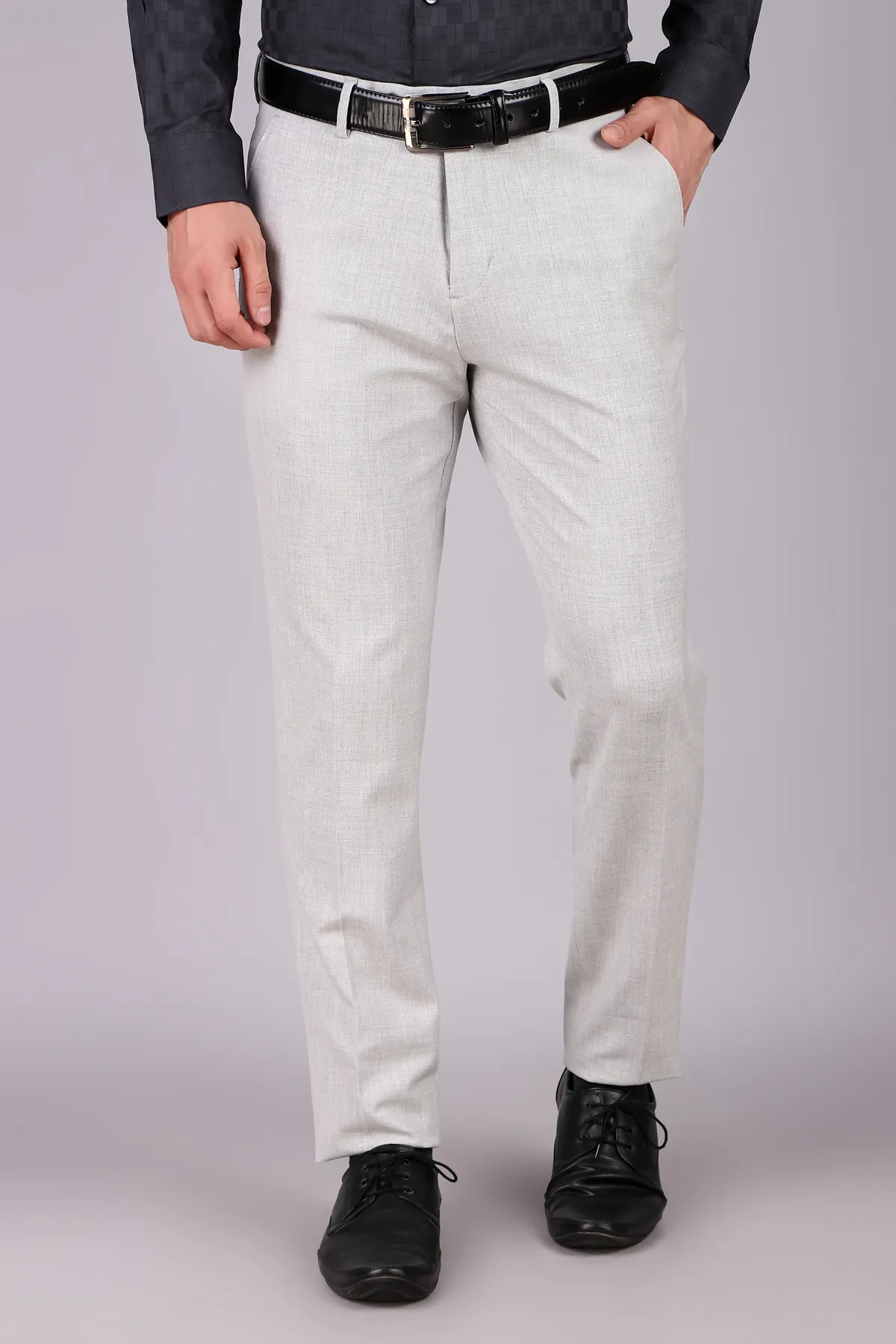 Cotton Blend Slim Fit Trousers for Men