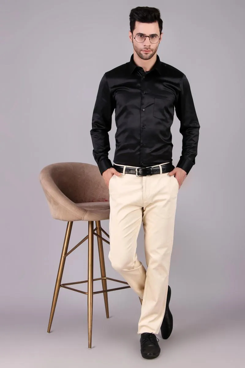 Cotton Blend Slim Fit Trousers for Men