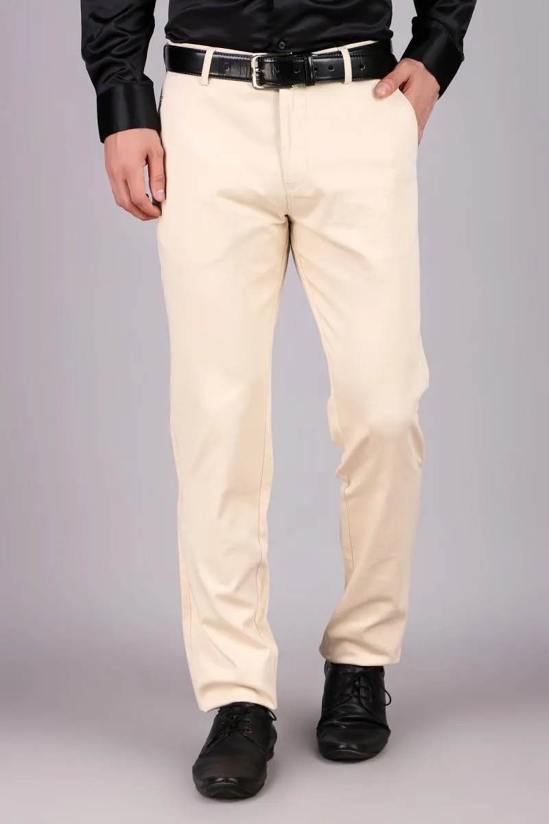 Cotton Blend Slim Fit Trousers for Men