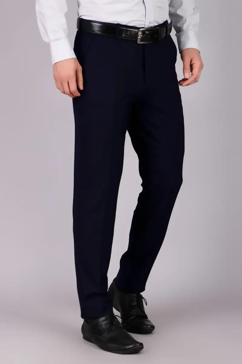 Cotton Blend Slim Fit Trousers for Men