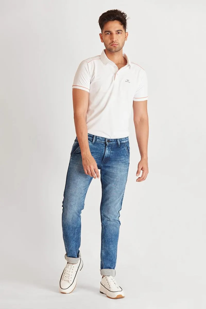 Cotton Mid-Rise Washed Jeans for Men