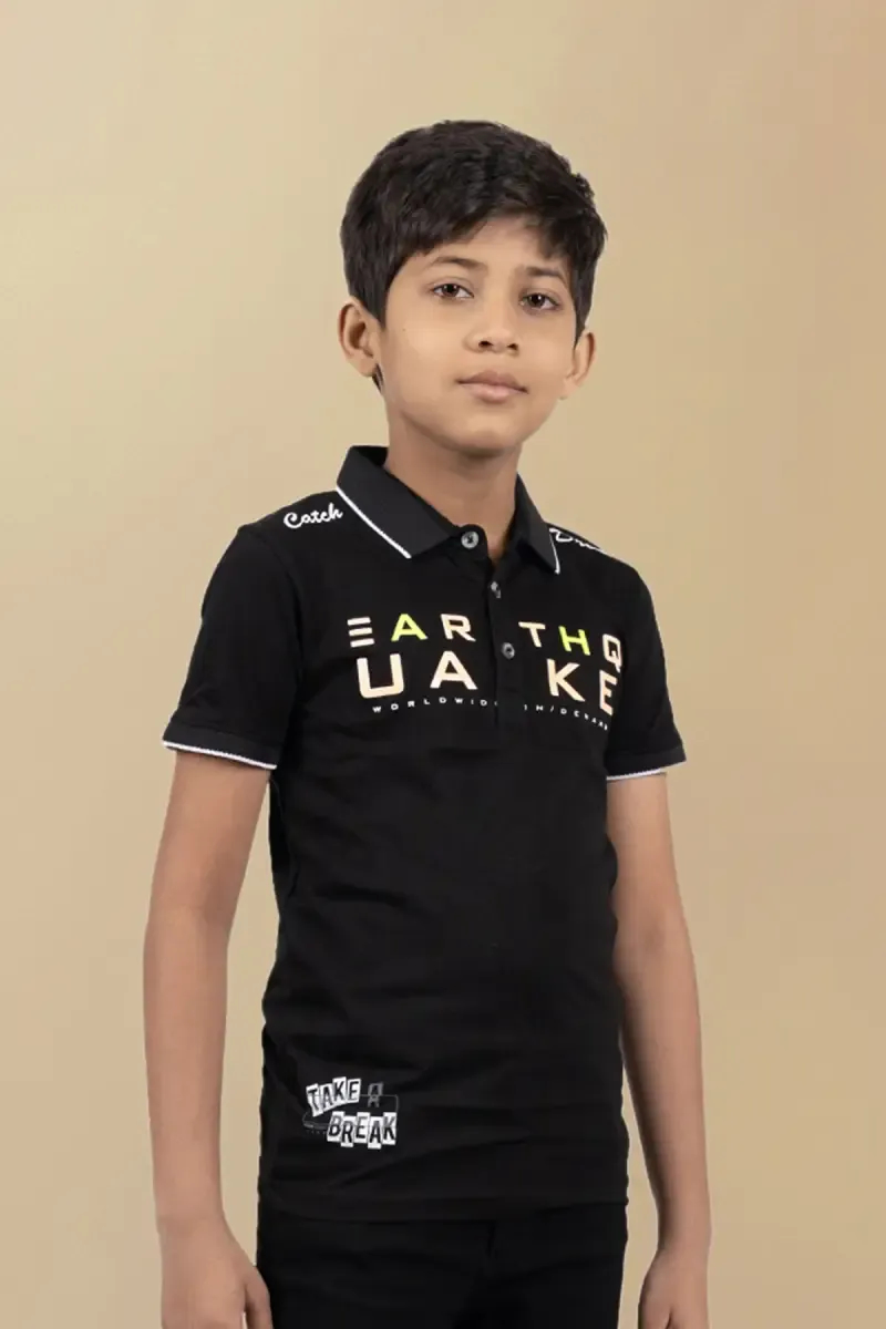 Cotton Printed Polo T-shirt for Boy