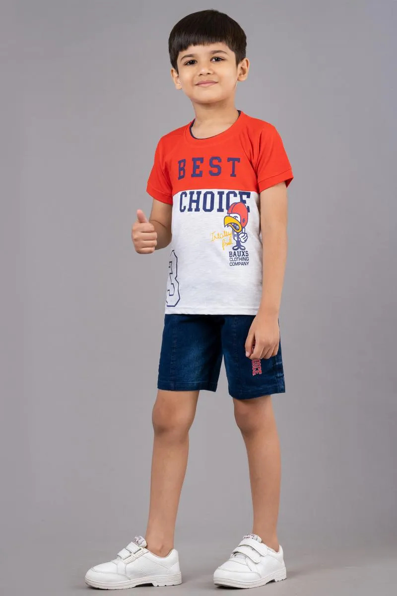 Printed T-shirt with Shorts Set for Boy (2-Pcs Set)