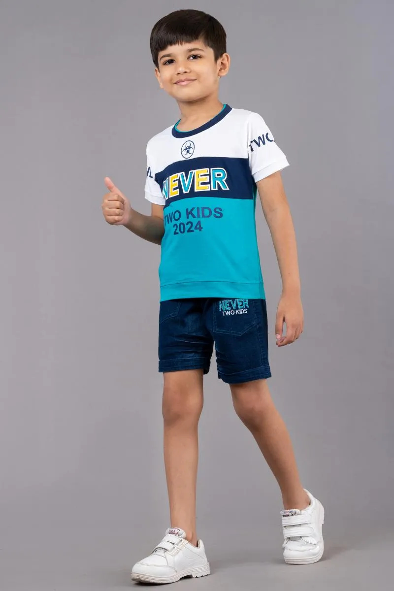 Boy's Printed T-shirt with Shorts Set (2-Pcs Set)