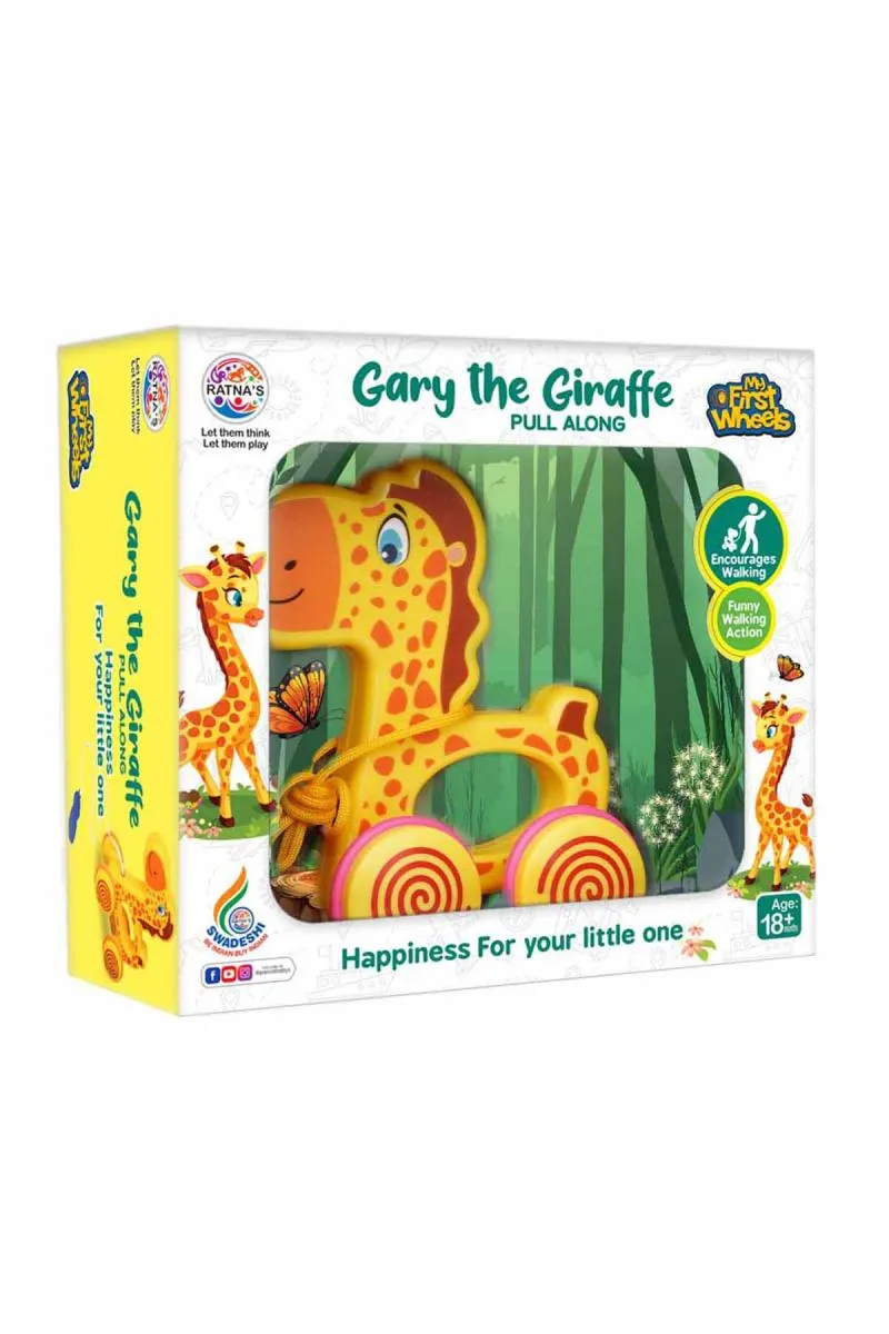 Ratna's Gary The Giraffe Pull Along Toy For Kids (Multicolor)
