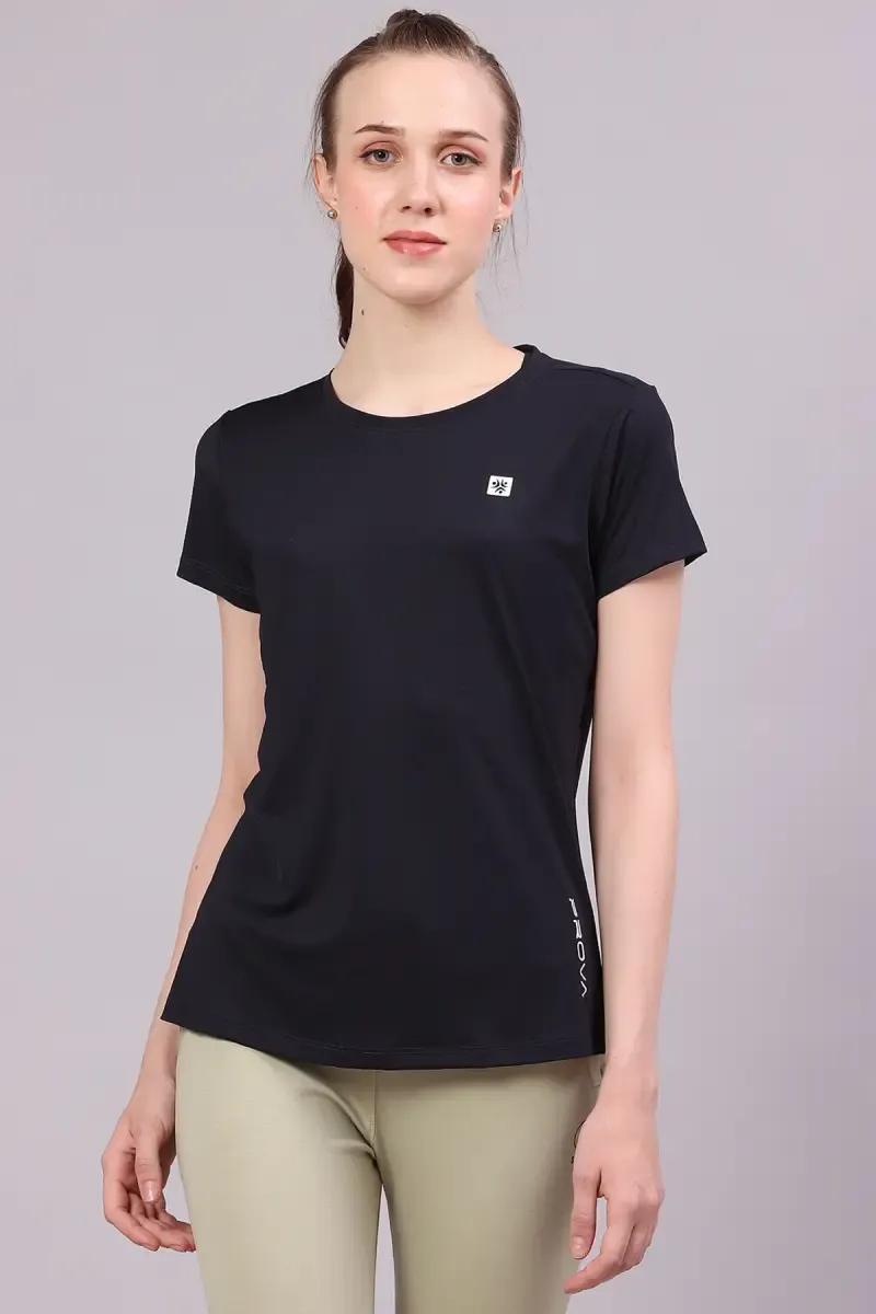 Polyester Solid T-Shirt for Women