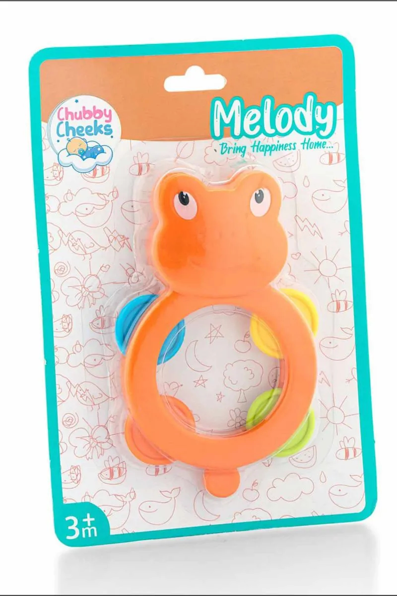 Chubby Cheeks Froggie Melody Rattle Set For Kids (Orange) - Pack of 1