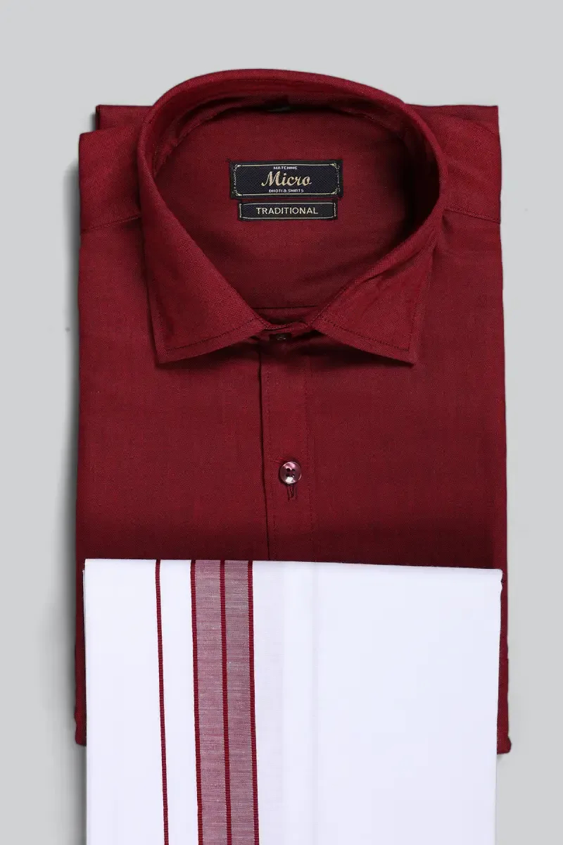 Men's Cotton Shirt with Dhoti Set (2-Pcs Set)