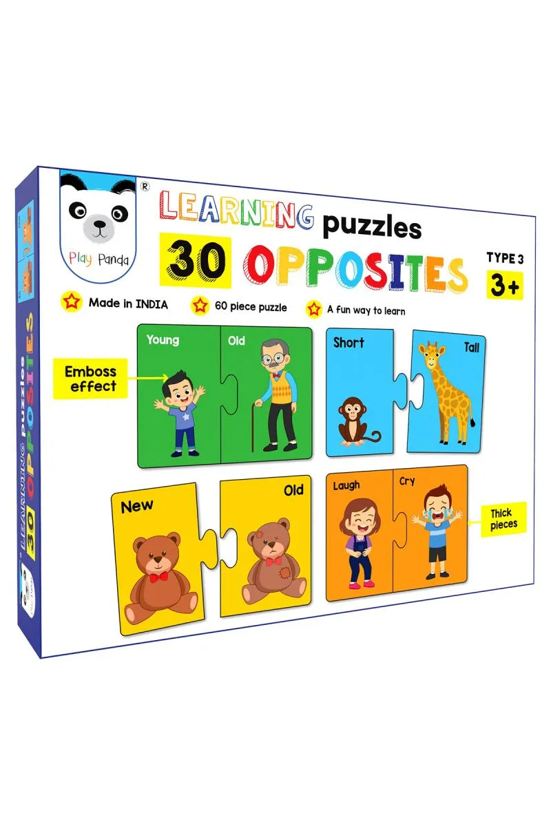 Embossed Learning Puzzles with 30 Opposite Words(60 Pcs) 