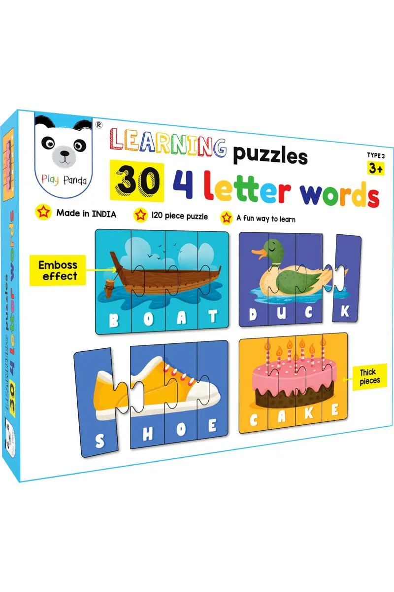  4 Letter Word Learning Puzzles for Kids (30 Puzzles & 120 Pcs) 