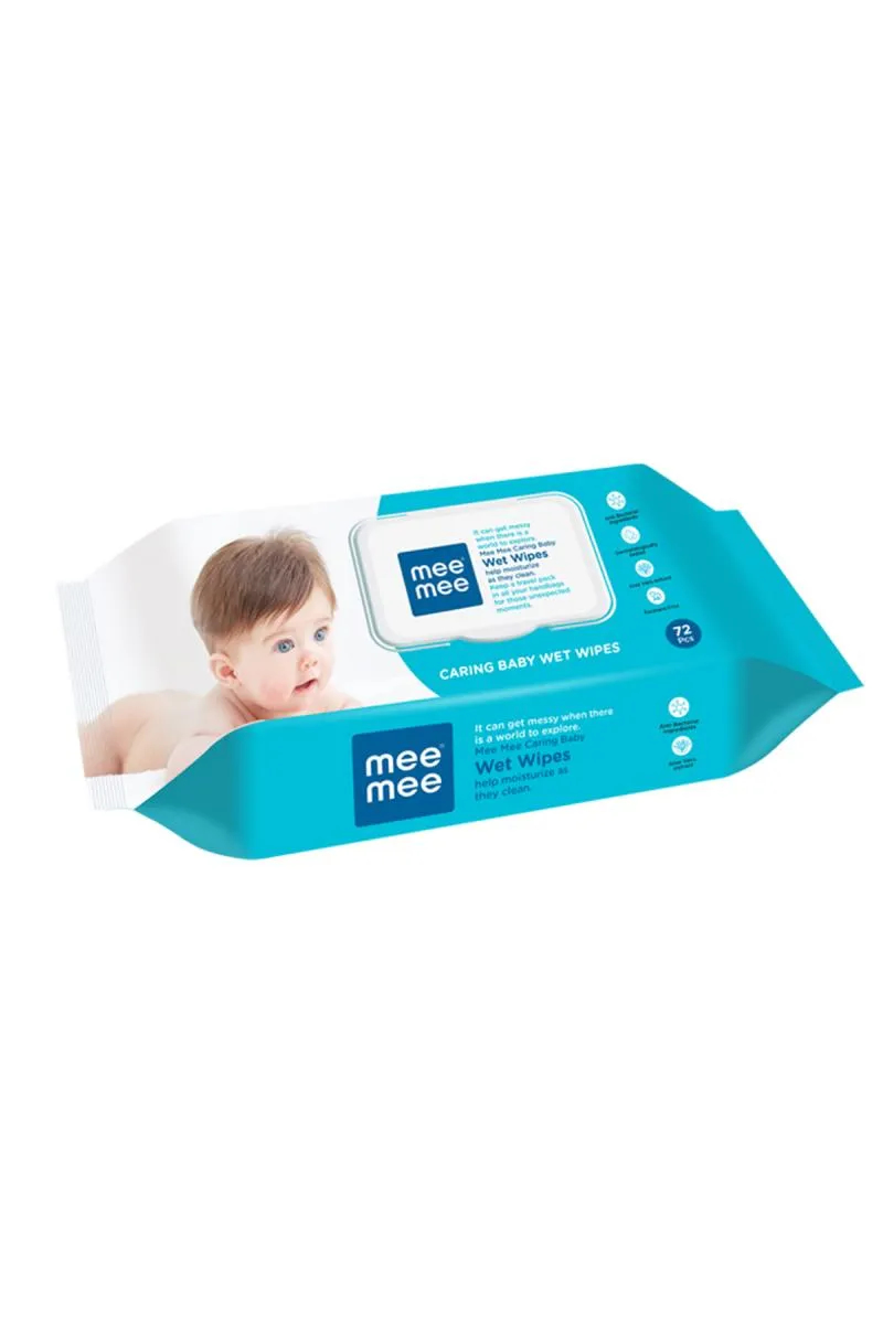 Mee Mee Caring Baby Wet Wipes with Lid (Aloe Vera, 72 Wipes)