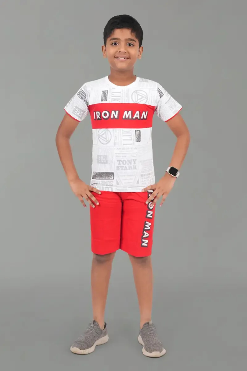 Boy's Cotton Printed T-shirt with Shorts Set (2-Pcs Set)