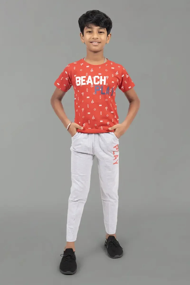 Cotton Printed T-shirt with Pant Set for Boy (2-Pcs Set)