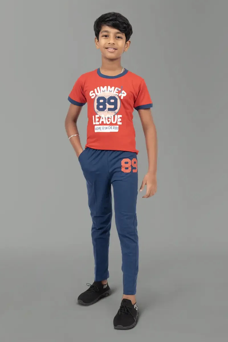 Boy's Cotton Printed T-shirt with Pant Set (2-Pcs Set)