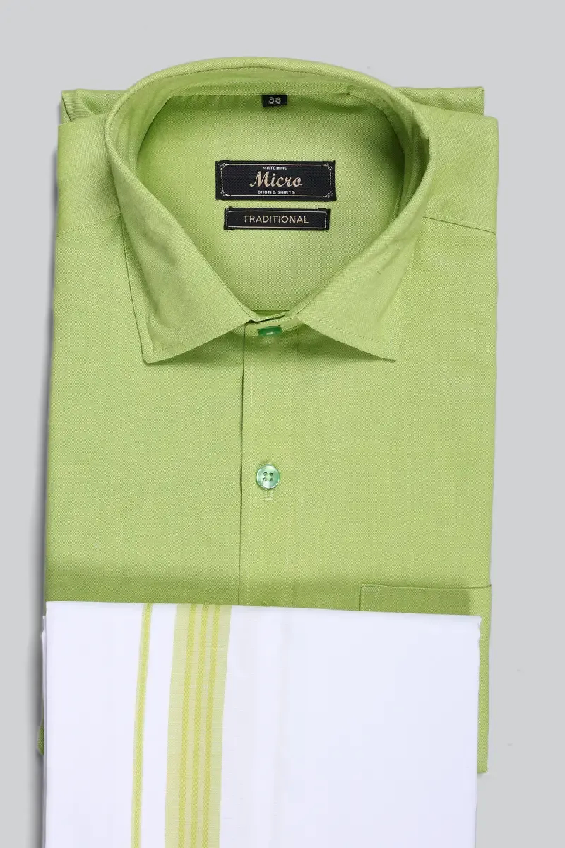 Men's Cotton Shirt with Dhoti Set (2-Pcs Set)