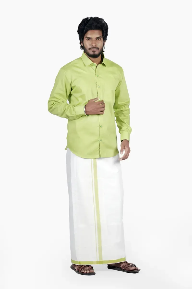 Men's Cotton Shirt with Dhoti Set (2-Pcs Set)