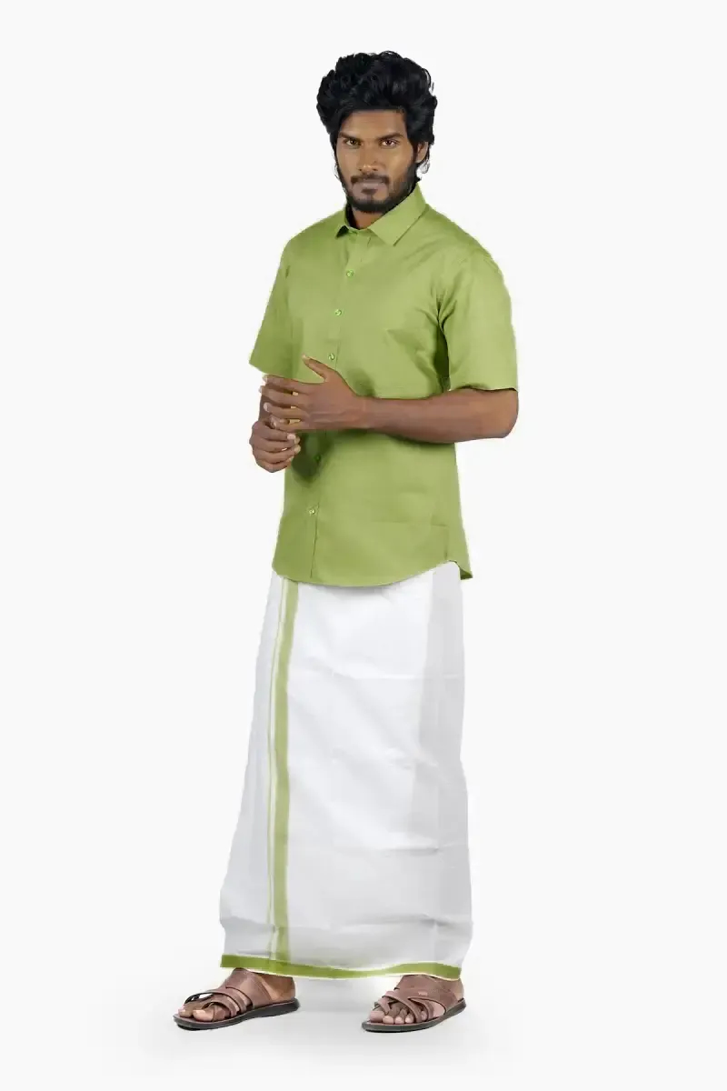 Cotton Shirt with Matching Dhoti Set for Men (2-Pcs Set)