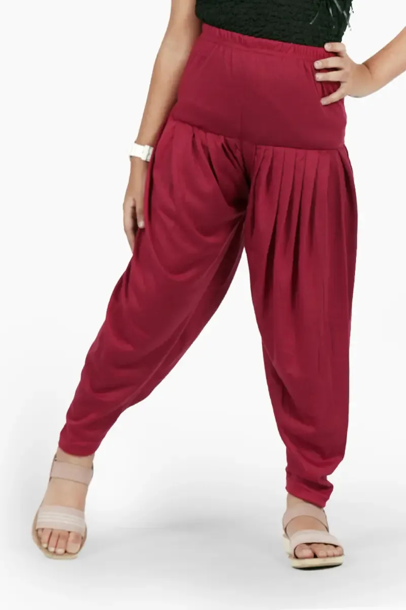 Girl's Cotton Lycra Blend Solid Patiala (2 - 15 Yrs)