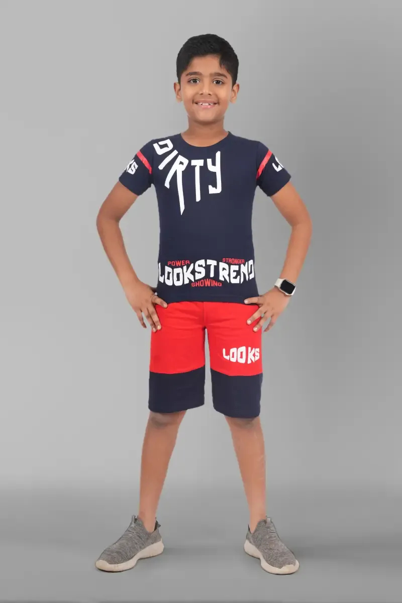 Boy's Printed T-shirt with Shorts Set (2-Pcs Set)